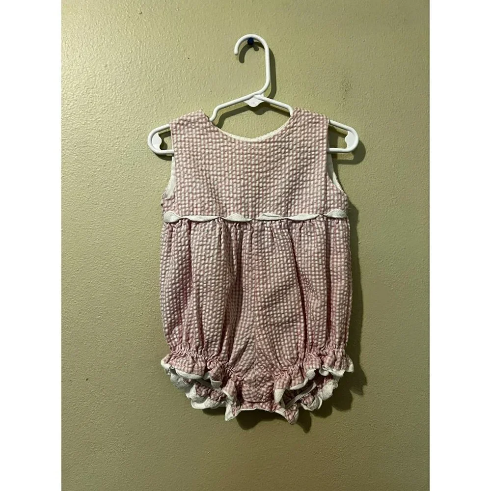 Baby Girl's Funtasia Too Pink & White Checkered Romper Size 6M [EXCELLENT]